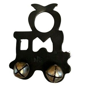 Christmas Brass Bells Lancaster County Leather Train Door Hanger Moses Smucker